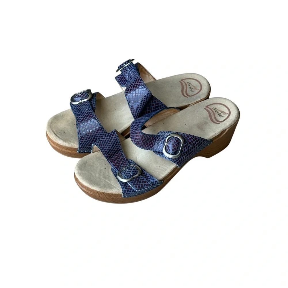 Dansko Sophie Metallic Blue Purple Buckle Adjustable Sandals Size 40 9.5 - Picture 7 of 11